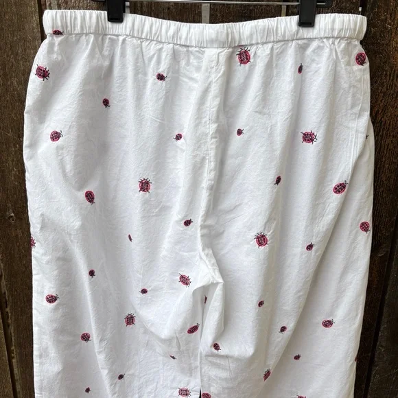 Printfresh + Anthropologie Organic Cotton Embroidery Ladybug Long PJ Set Sz M - Picture 4 of 15